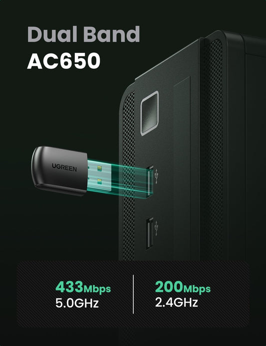 UGREEN 20204 AC650 Dual Band USB WLAN Adapter