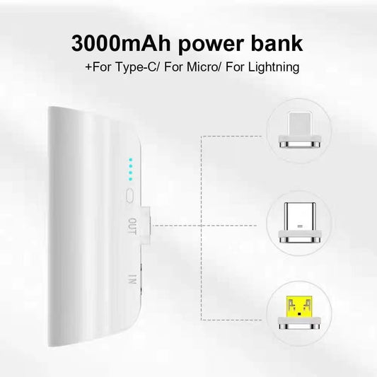 CHOETECH B660-WH 3000mAh Mini Power Bank with 3 Magnetic Connectors (White)