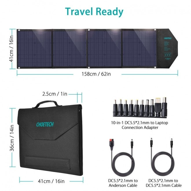 CHOETECH SC007 Solar Panel Portable Charger 80W 18V with USB-C PD 30W