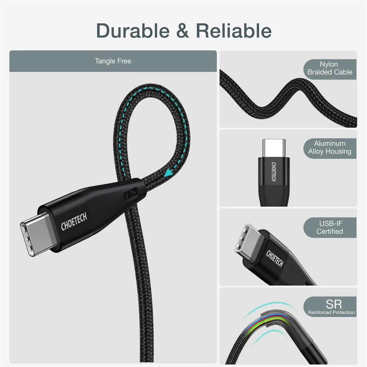 CHOETECH XCC-1003 USB-C To USB-C Cable 1.2M