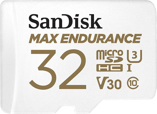 Sandisk Max Endurance Microsdhc Card SQQVR 32G (15 000 HRS) UHS-I C10 U3 V30 100MB/S R 40MB/S W SD Adaptor SDSQQVR-032G-GN6IA