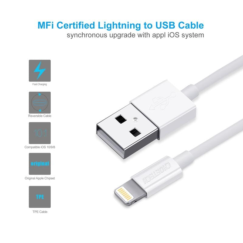 Choetech Lightning cable 1.2M Apple Certified White