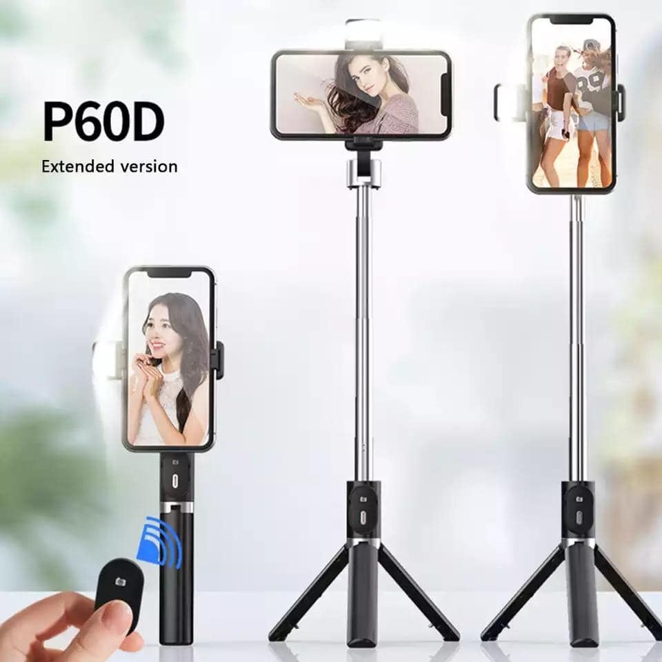 TEQ P60 Bluetooth Selfie Stick + Tripod with Remote (Stainless Steel)