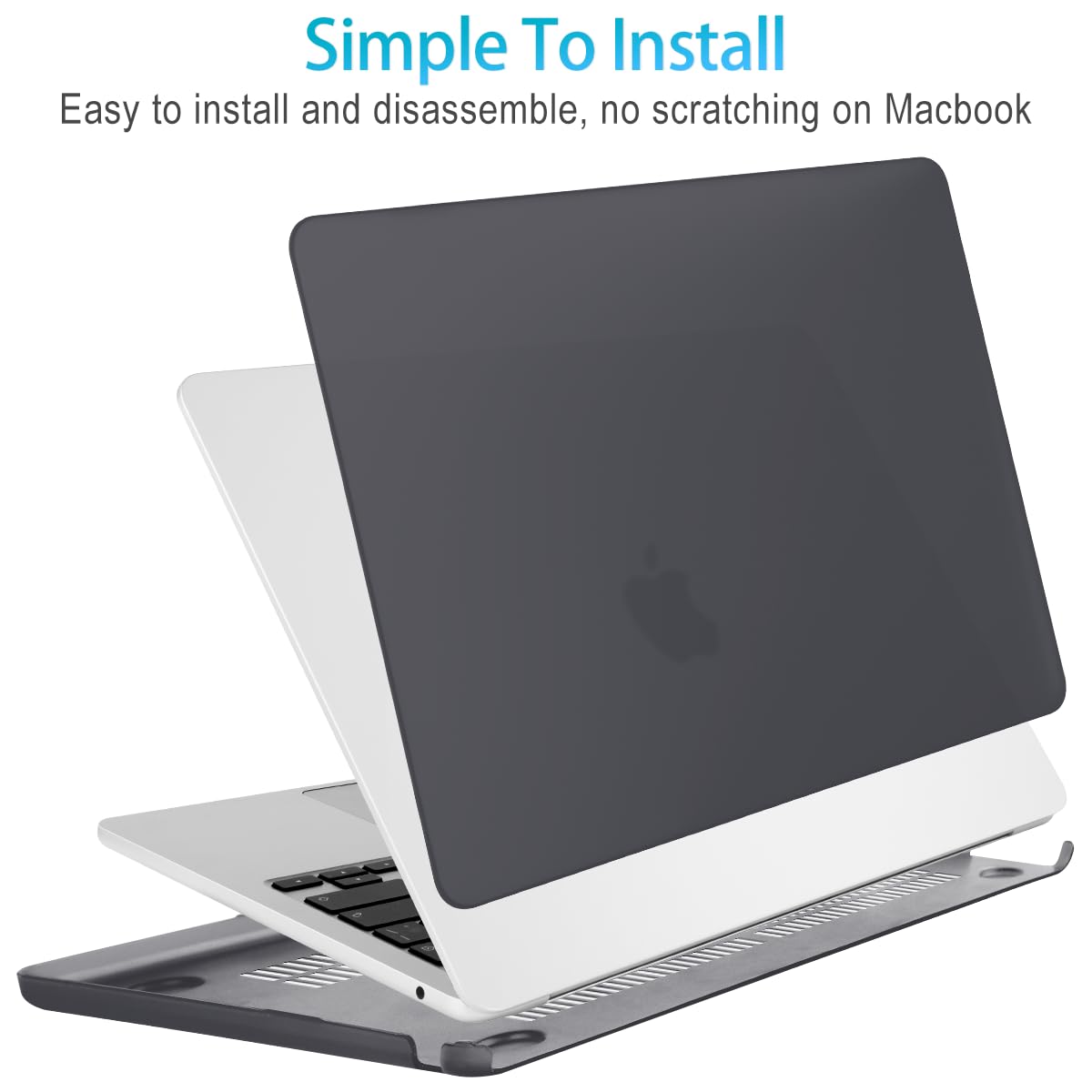 15 inch Air 2023 MacBook Air Matte Case  A2941 M2 Chip Hard Shell Case Keyboard Cover Black