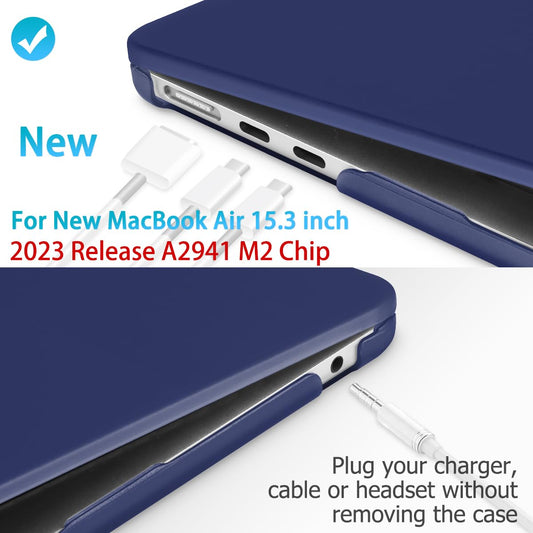 15 inch Air 2023 MacBook Air Matte Case  A2941 M2 Chip Hard Shell Case Keyboard Cover Blue