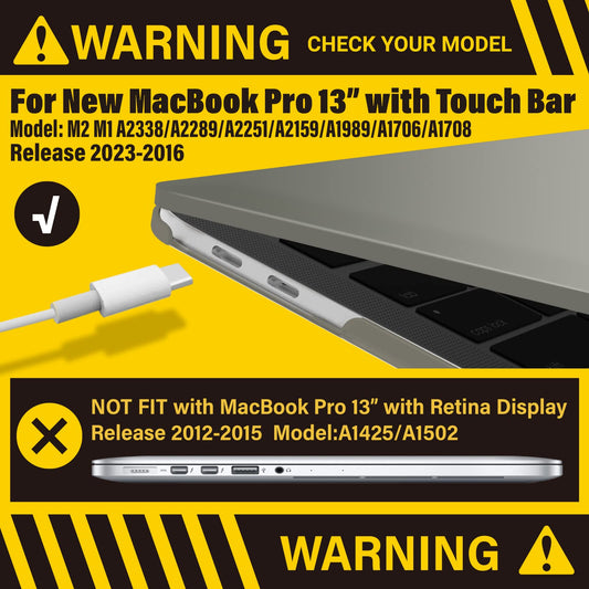 Suitable for  Grey MacBook Pro 13 Inch Case 2016-2023 M1 M2 A2338 A2289 A2251 A2159 Hard Shell Case Keyboard Cover