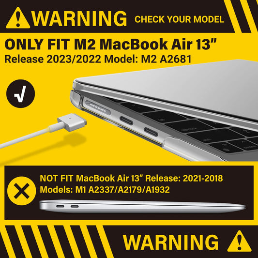 Suitable for  2023 2022 MacBook Air 13 inch case M2 Model A2681 Hard Shell Case Keyboard Cover White