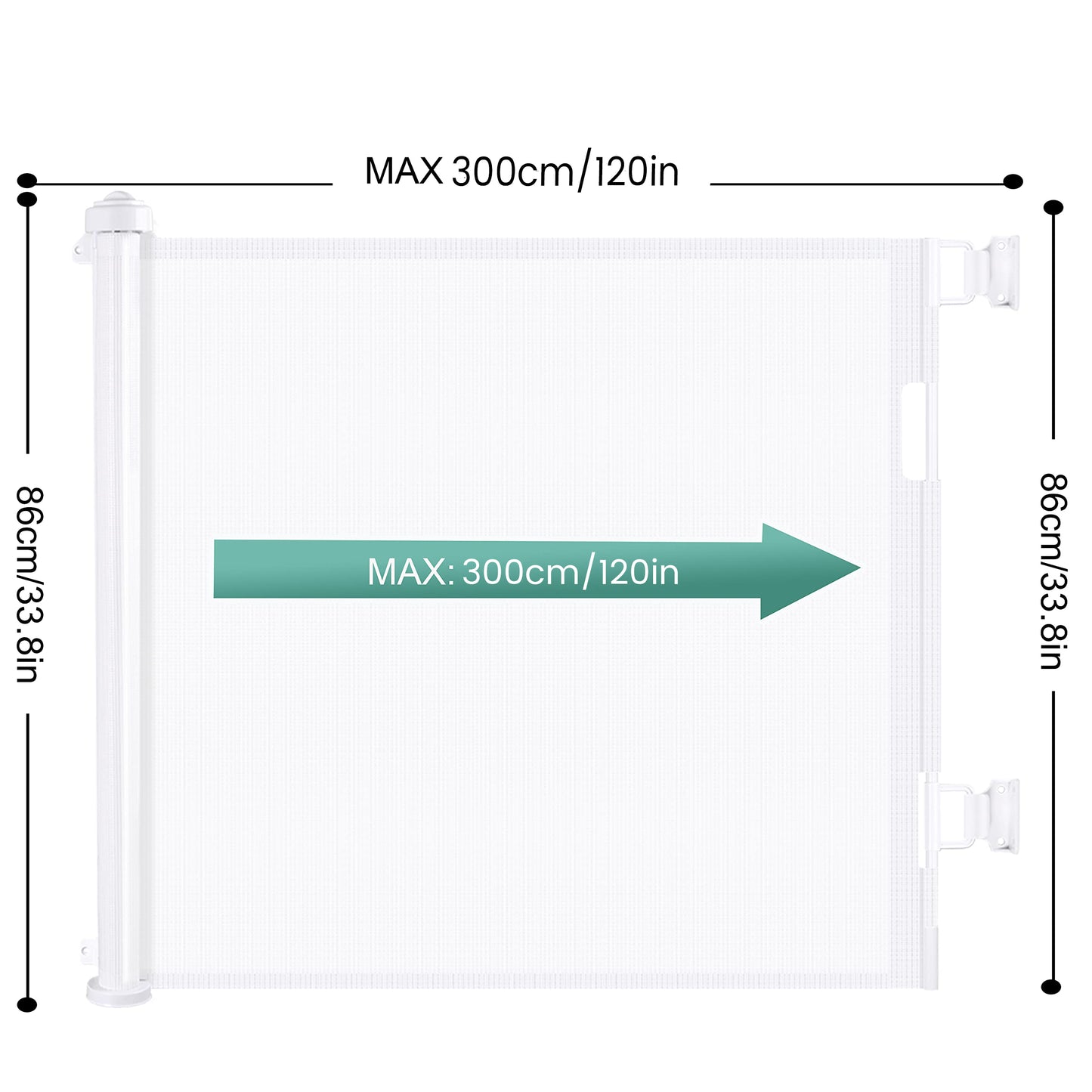 Retractable 3M Doorways Hallways Stairs Baby Gate Dog Pet Gate Indoor Outdoor Safety Gates White