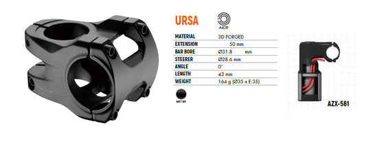 Satori URSA AICR 31.8mm Universal Cable Stem MTB Mountain Bike