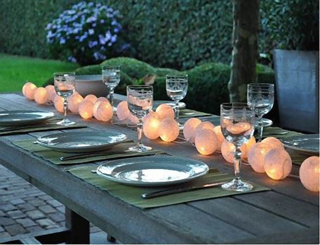 1 Set of 20 LED White 5cm Cotton Ball Battery Powered String Lights Christmas Gift Home Wedding Party Bedroom Decoration Outdoor Indoor Table Centrepiece