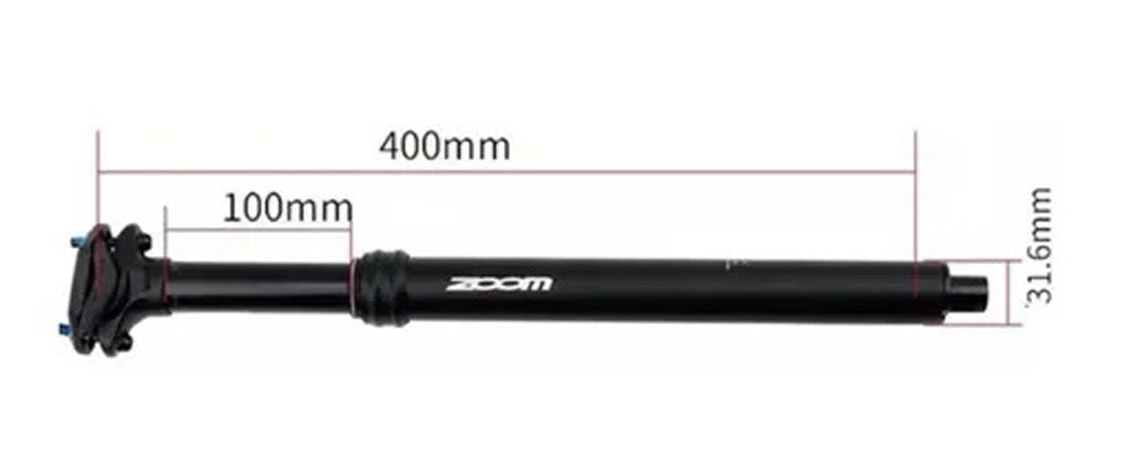 ZOOM SPD-803 Dropper Seat Post Internal Cable 31.6 Diameter 125mm Travel Adjustable Height via Thumb Remote Lever -