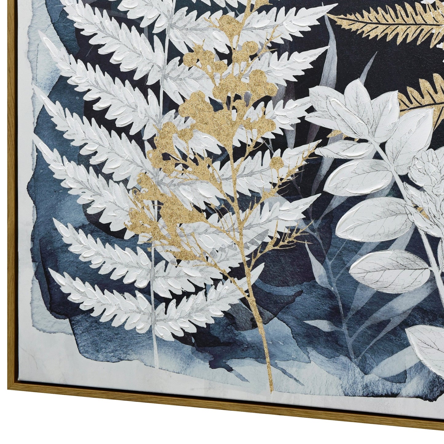 70X100cm Lustrous Foliage Dark Wood Framed Canvas Wall Art