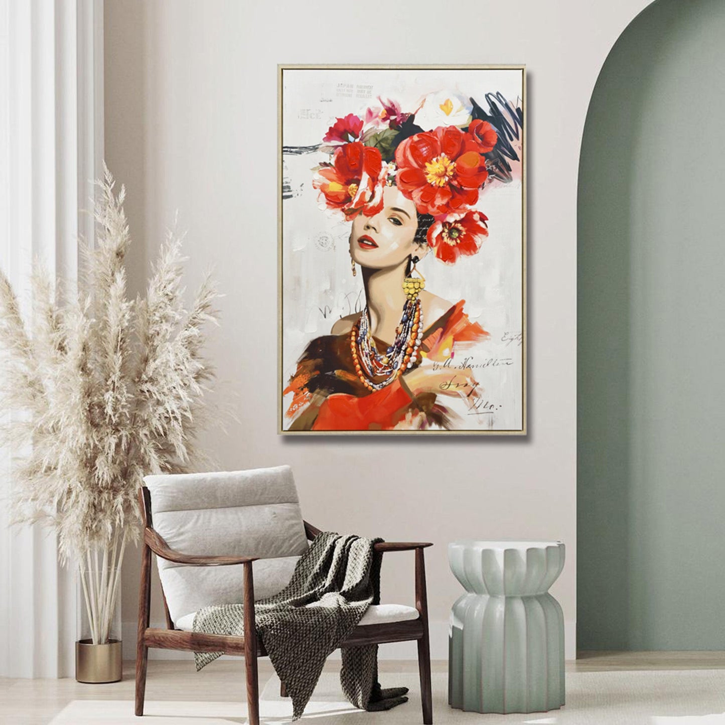 80X120cm Blossom Adorned Light Wood Framed Canvas Wall Art