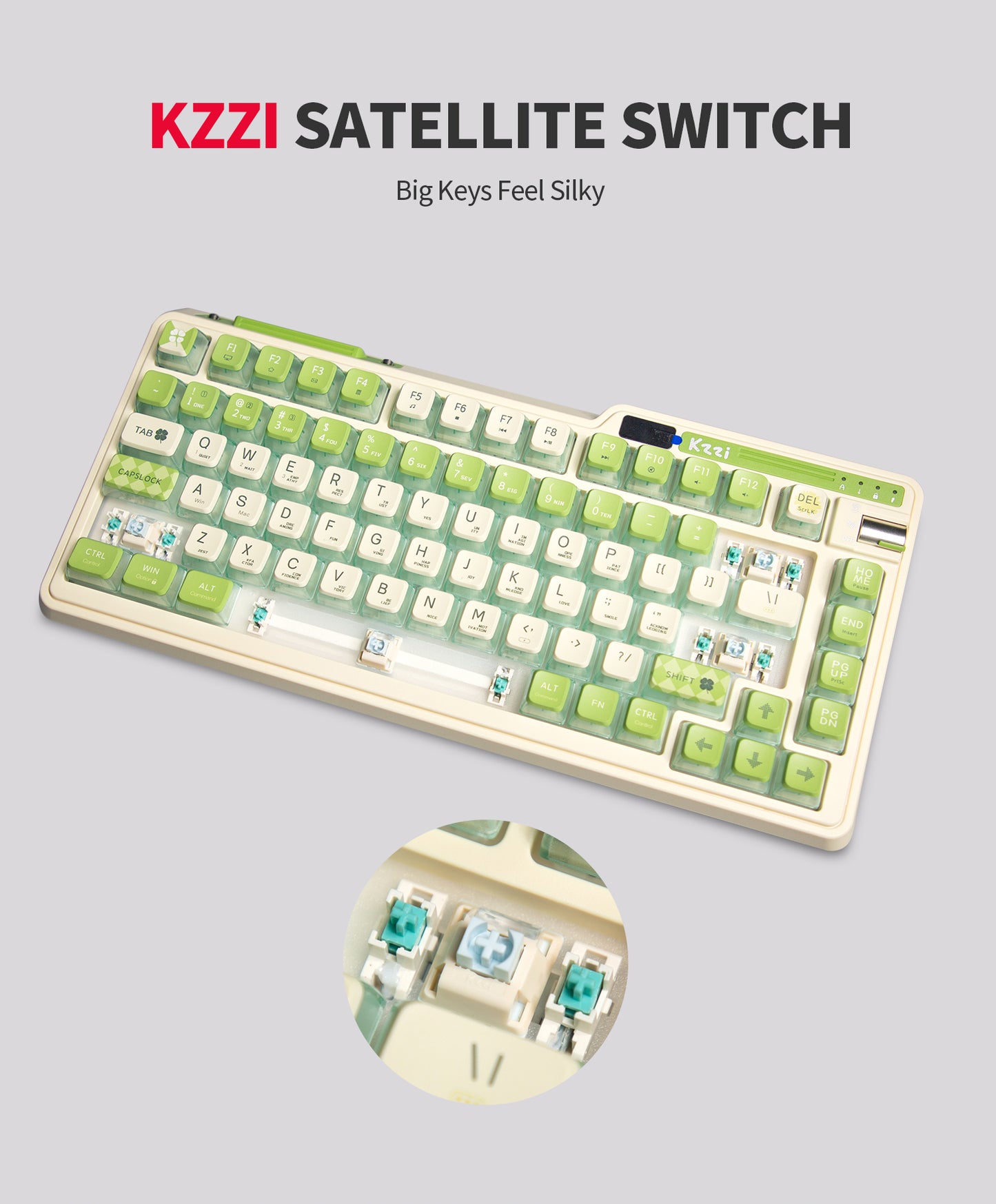 KZZI K75 PRO RGB 75% Wireless Gasket Mechanical Night Grey Keyboard, Triple Mode, Eternity Tactile Switch