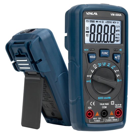 VENLAB Digital Multimeter VM500A TRMS 6000 Counts Volt Ohm Amp Continuity Meter
