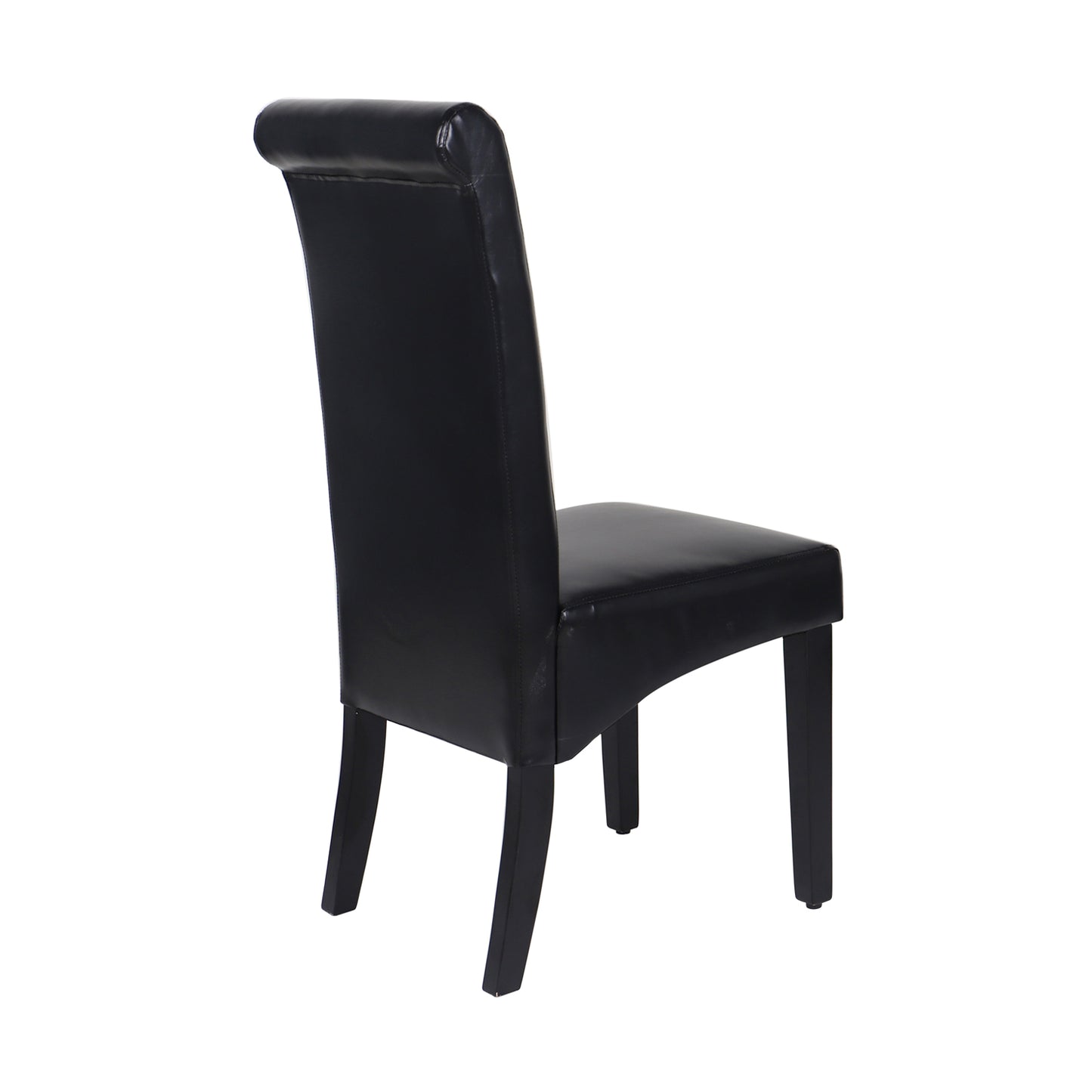 2x Wooden Frame Black Leatherette Dining Chairs with Solid Pine Legs