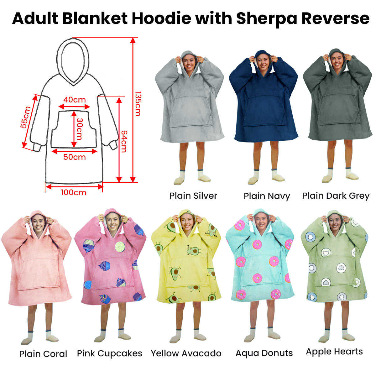 Blanket Hoodie with Sherpa Reverse Plain Coral