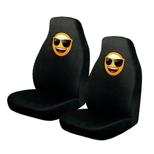 Pair of Emoji Car Front Seat Covers Sunglasses Faces