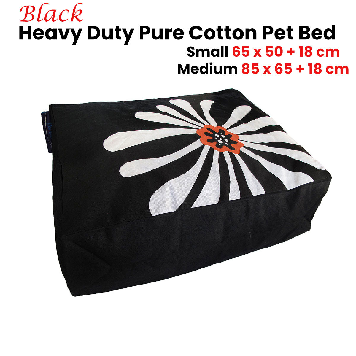 Heavy Duty Pure Cotton Pet Dog Bed Cover Small Black