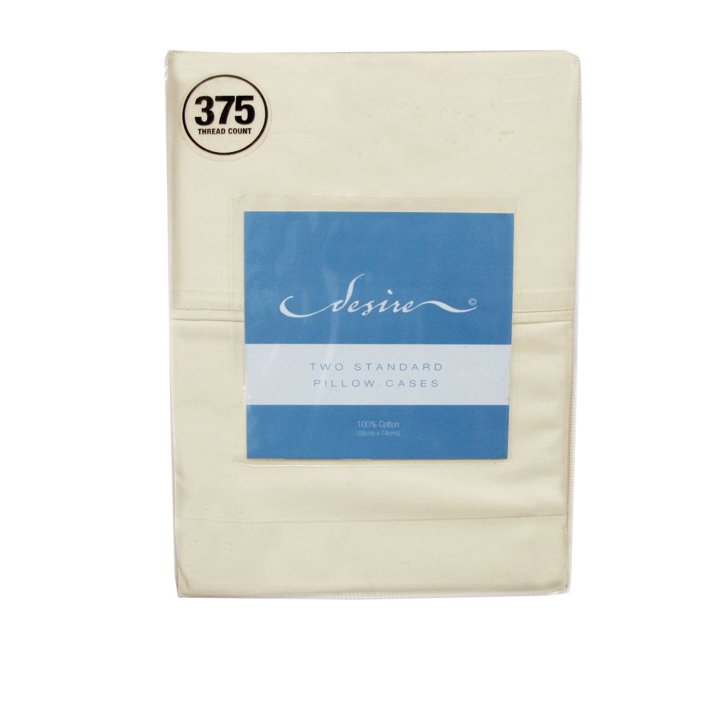 Pair of Cotton Standard Pillowcases 375TC Cream