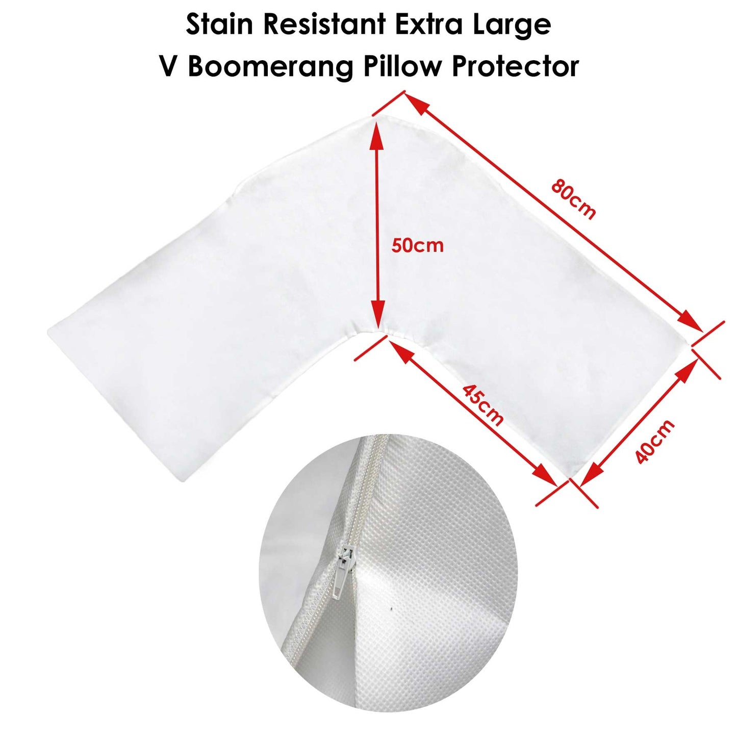 Stain Resistant Extra Large V Boomerang Pillow Protector