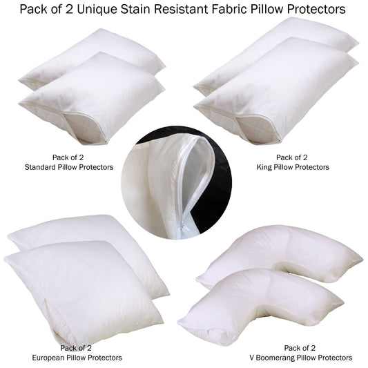 Set of 2 Stain Resistant Pillow Protectors European