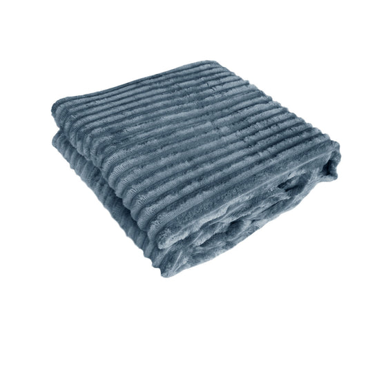 240GSM Corduroy Striped Throw Rug Charcoal