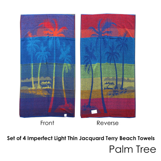 Set of 4 Imperfect Jacquard Terry Beach Towels Palm Tree