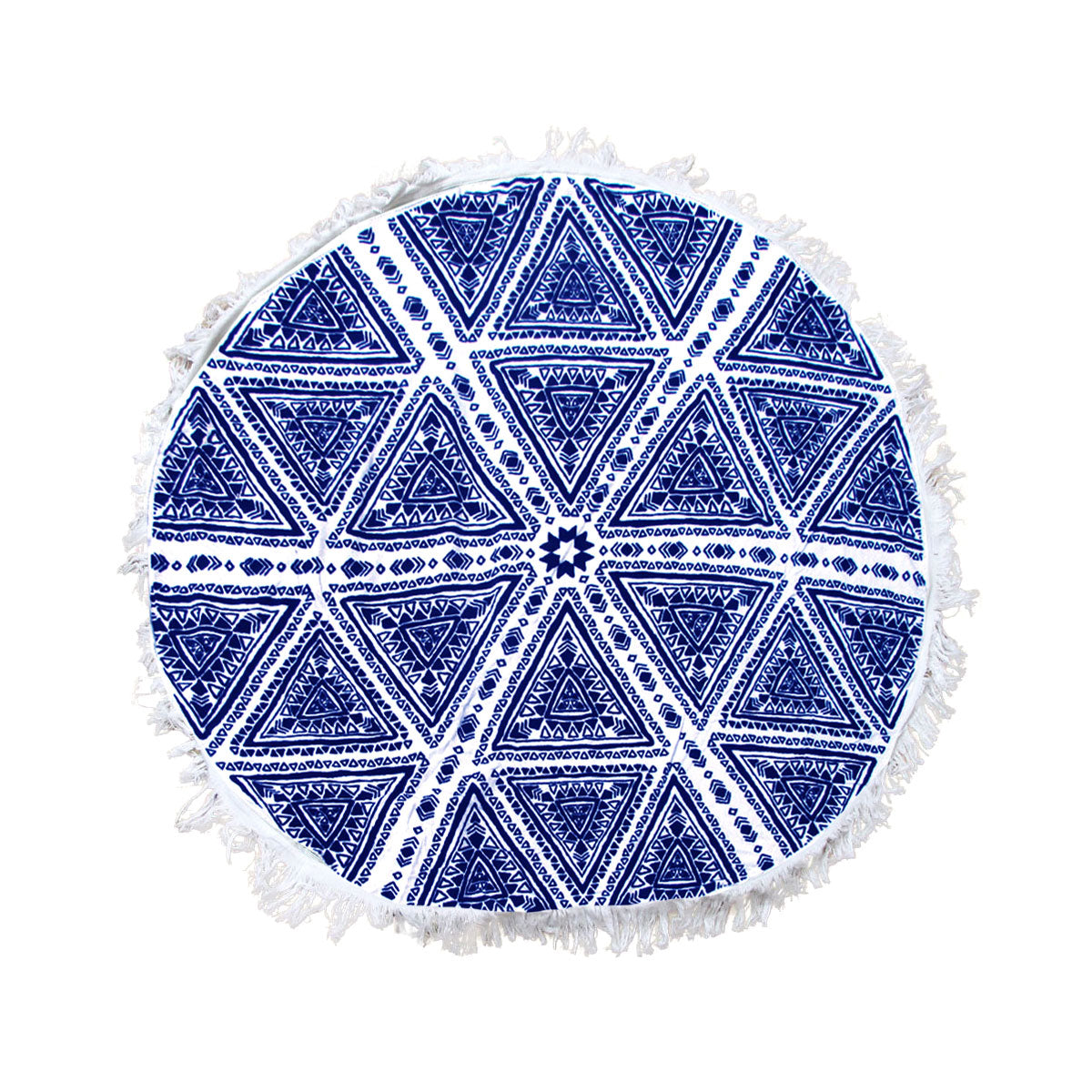 Zulu Triangle Blue 100% Cotton Round Beach Towel