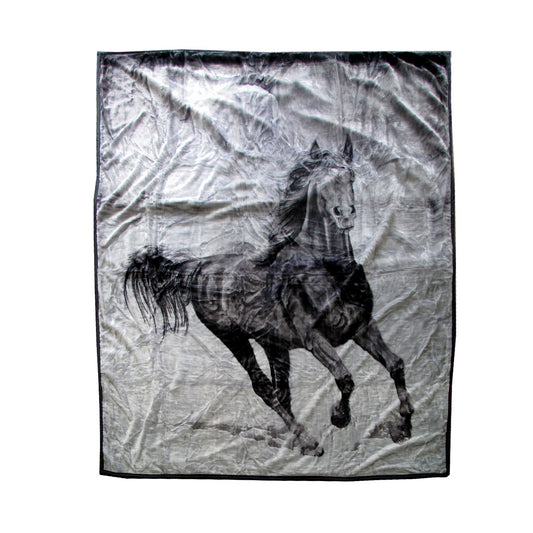 675gsm 2 Ply 3D Print Faux Mink Blanket Queen 200x240 cm Galloping Horse