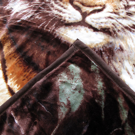 675gsm 2 Ply 3D Print Faux Mink Blanket Queen 200x240 cm Tiger Family