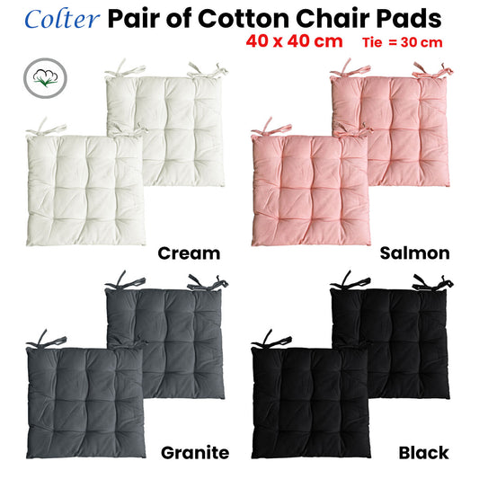 Set of 2 Colter Cotton Chair Pads Granite