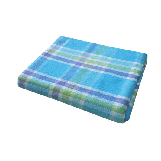 Cotton Plaid Checks Round Table Cloth 180cm Diameter Blue