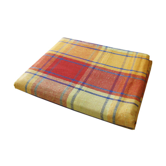 Cotton Plaid Checks Oblong Table Cloth Yellow 150 x 230cm