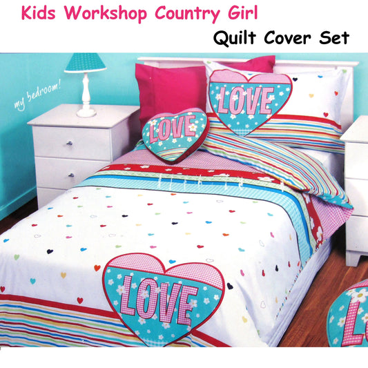 Kids Workshop Country Girl Quilt Cover Set Single
