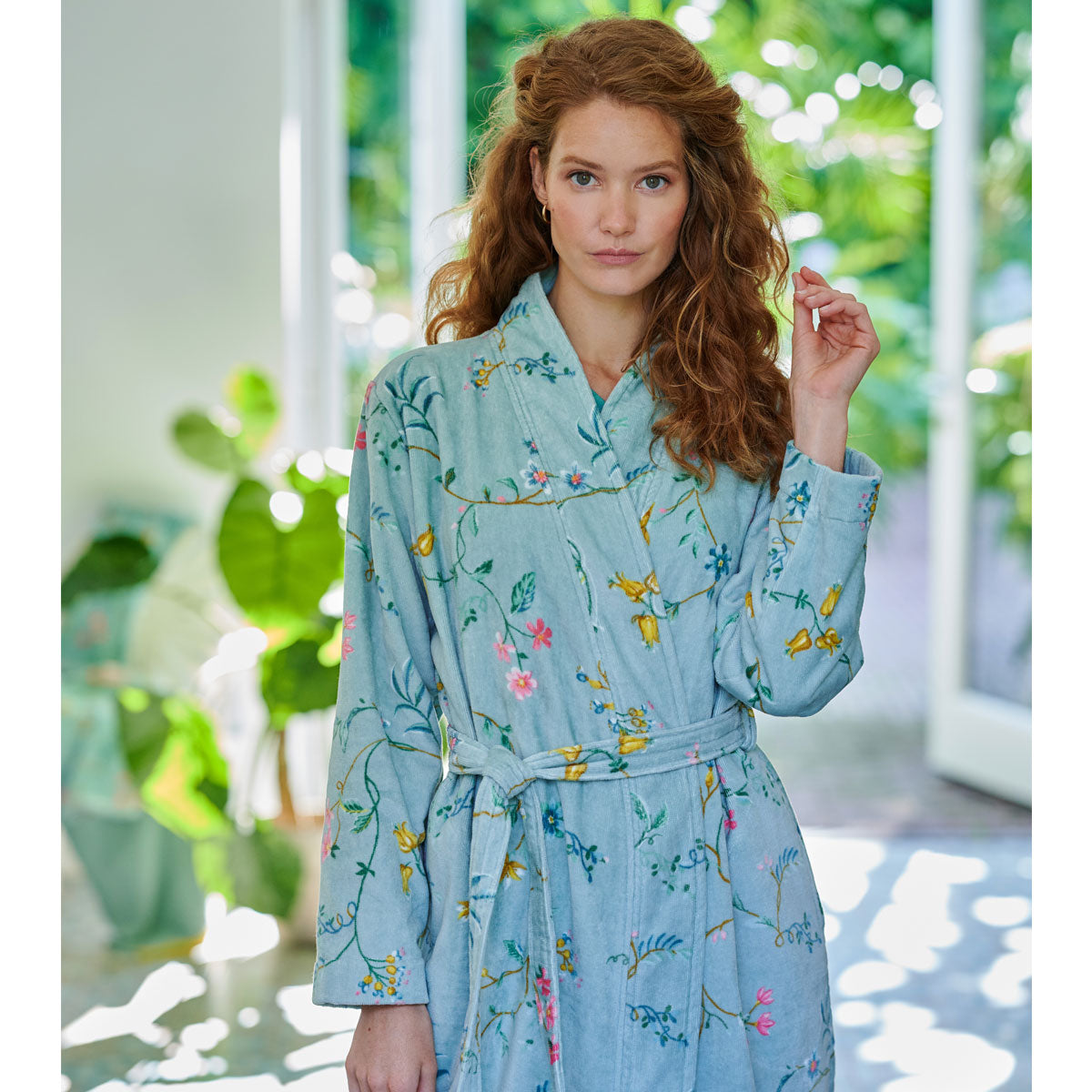 PIP Studio Les Fleurs Cotton Bath Robe Blue XXL