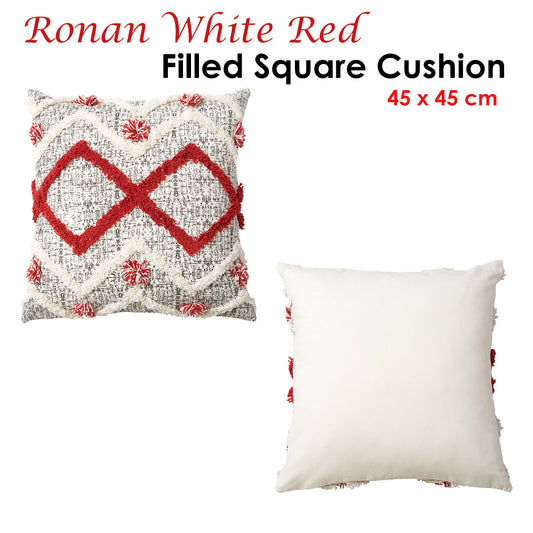 Accessorize Ronan White Red Filled Square Cushion