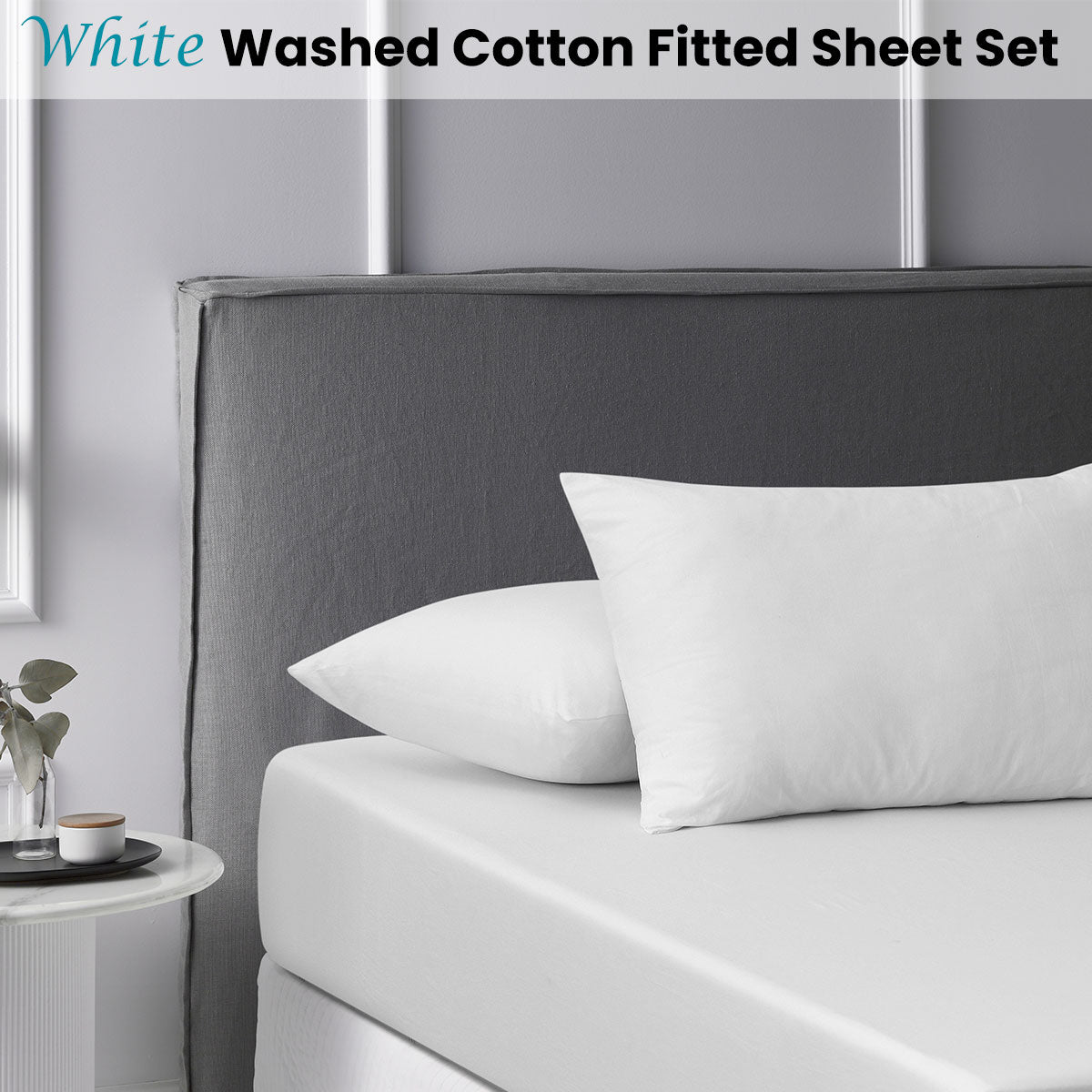 Accessorize White Washed Cotton Fitted Sheet Set King