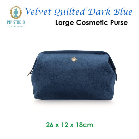 PIP Studio Velvet Quilted Dark Blue Large Cosmetic Purse