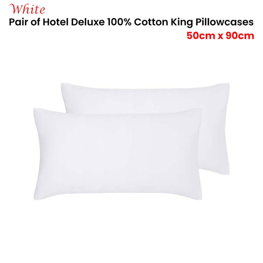 Accessorize Pair of White Hotel Deluxe Cotton King Pillowcases 50cm x 90cm