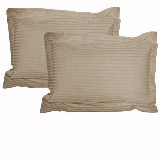 Accessorize 325TC Pair of Stripe Jumbo / Queen Pillowcases Linen