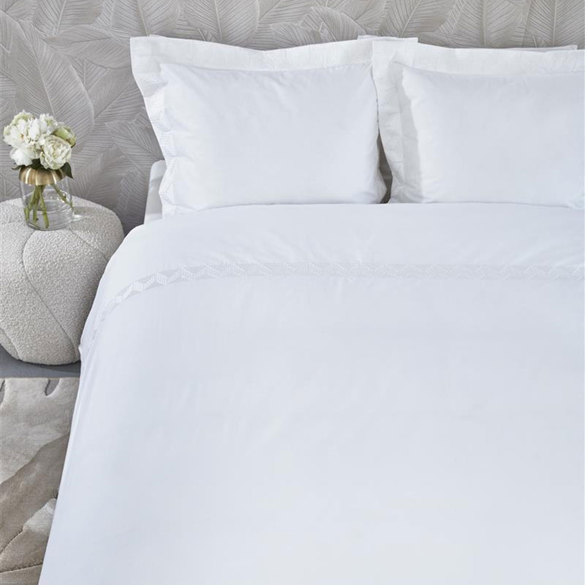 Riviera Maison Elowen White Cotton Quilt Cover Set King