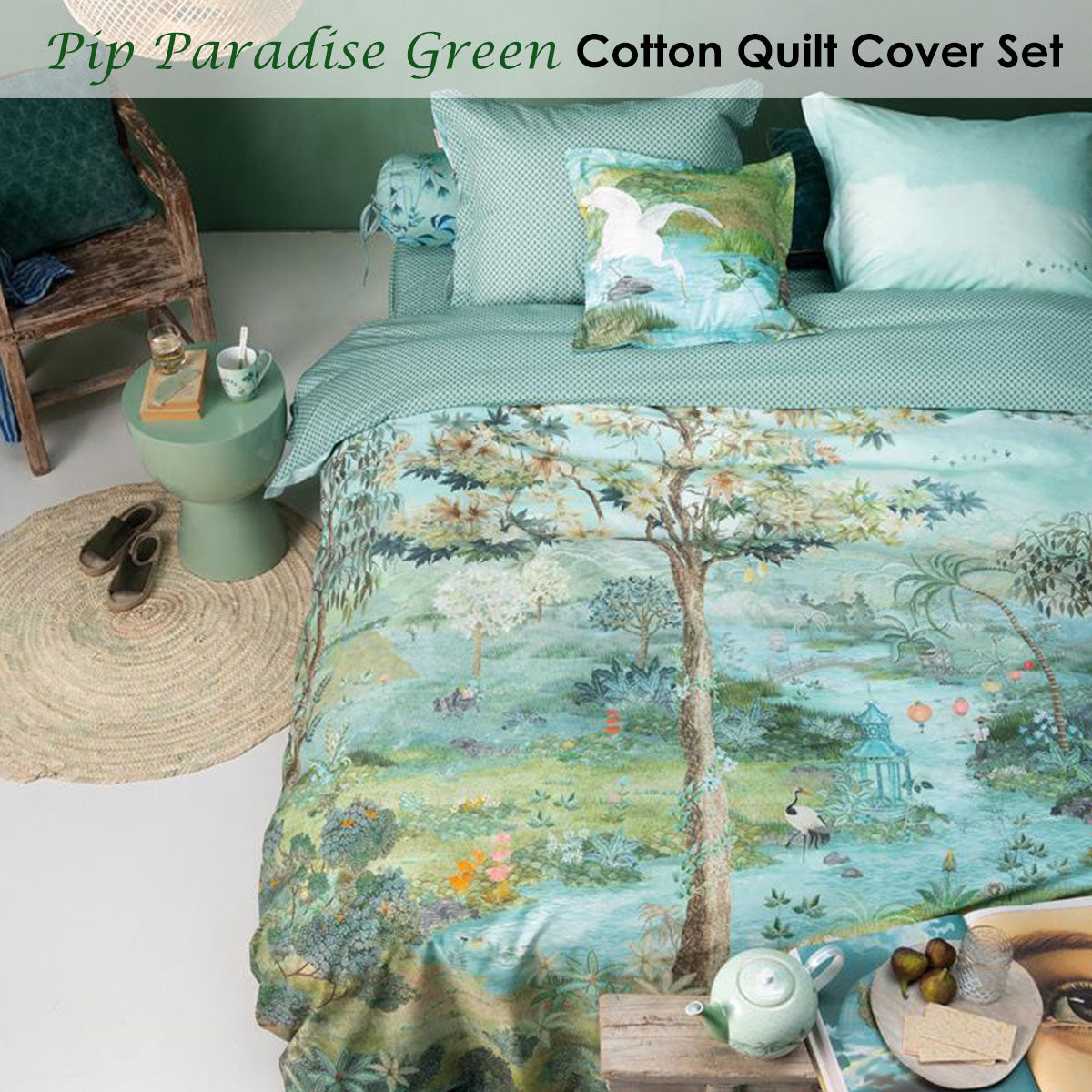 PIP Studio Pip Paradise Green Quilt Cover Set Super King