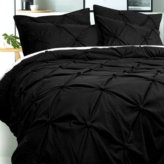 Bloomington Puffy Quilt Cover Set Black QUEEN