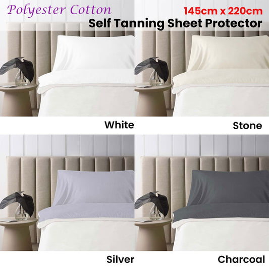 Accessorize Self Tanning Polyester Cotton Sheet Protector 145cm x 220cm Silver