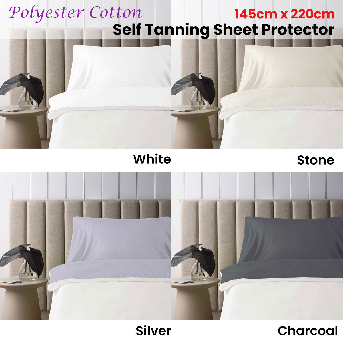 Accessorize Self Tanning Polyester Cotton Sheet Protector 145cm x 220cm Stone