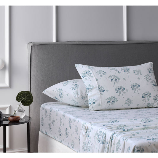 Accessorize Cotton Flannelette Sheet Set Flower Bunch Light Blue Single