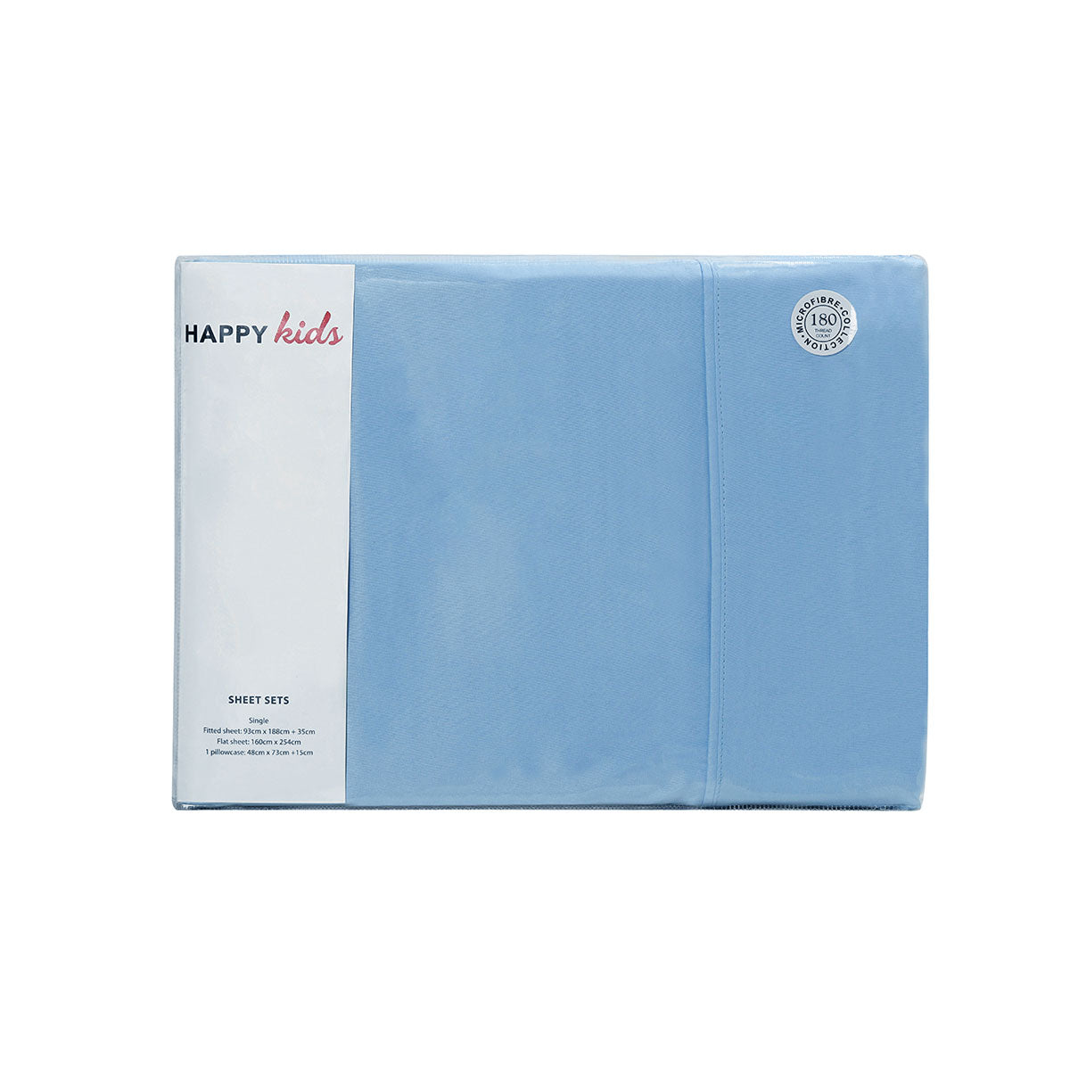 Happy Kids Blue Plain Dyed Microfibre Sheet Set Double