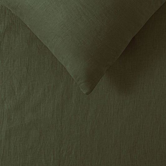 Vintage Design Homewares 100% Linen Olive Sheet Set King Single