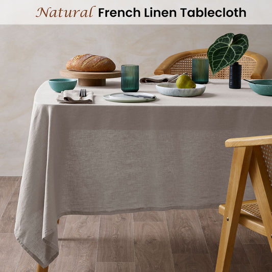 Vintage Design Homewares Natural French Linen Tablecloth 150cm x 275cm